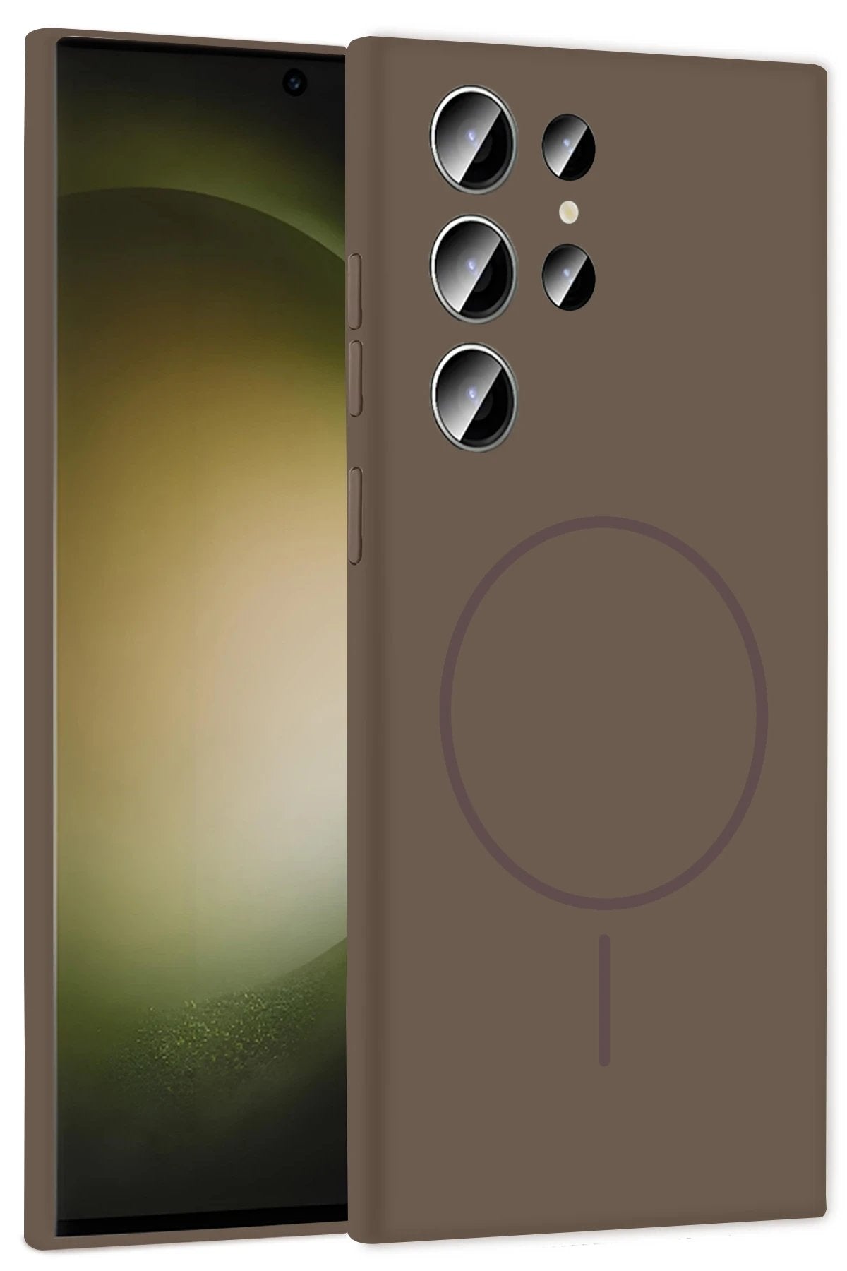 Samsung Galaxy S23 Ultra Kılıf Jully Magsafe Kapak - Kahverengi-(5796)