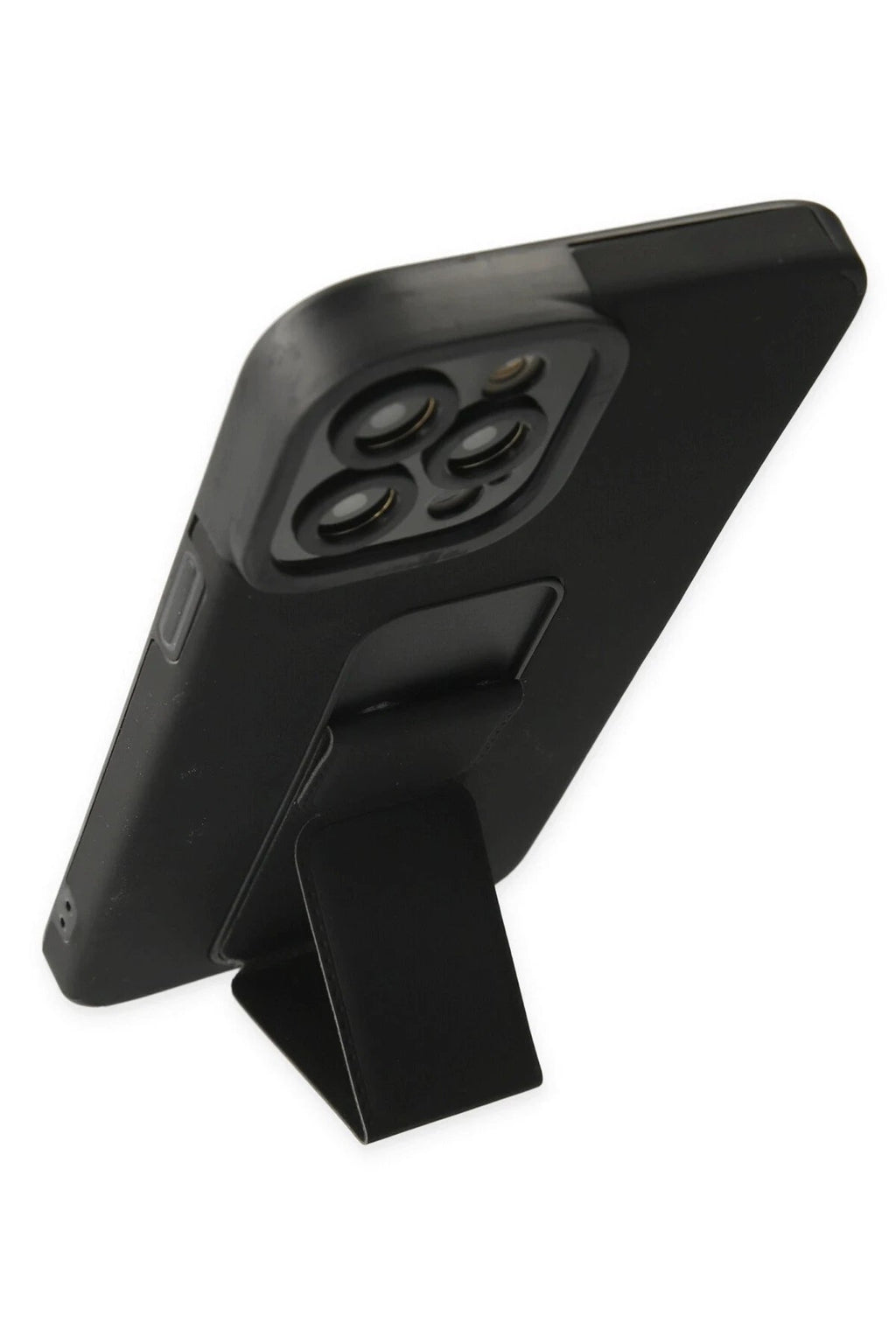 iPhone 12 Pro Kılıf Mega Standlı Silikon - Siyah-(5796)