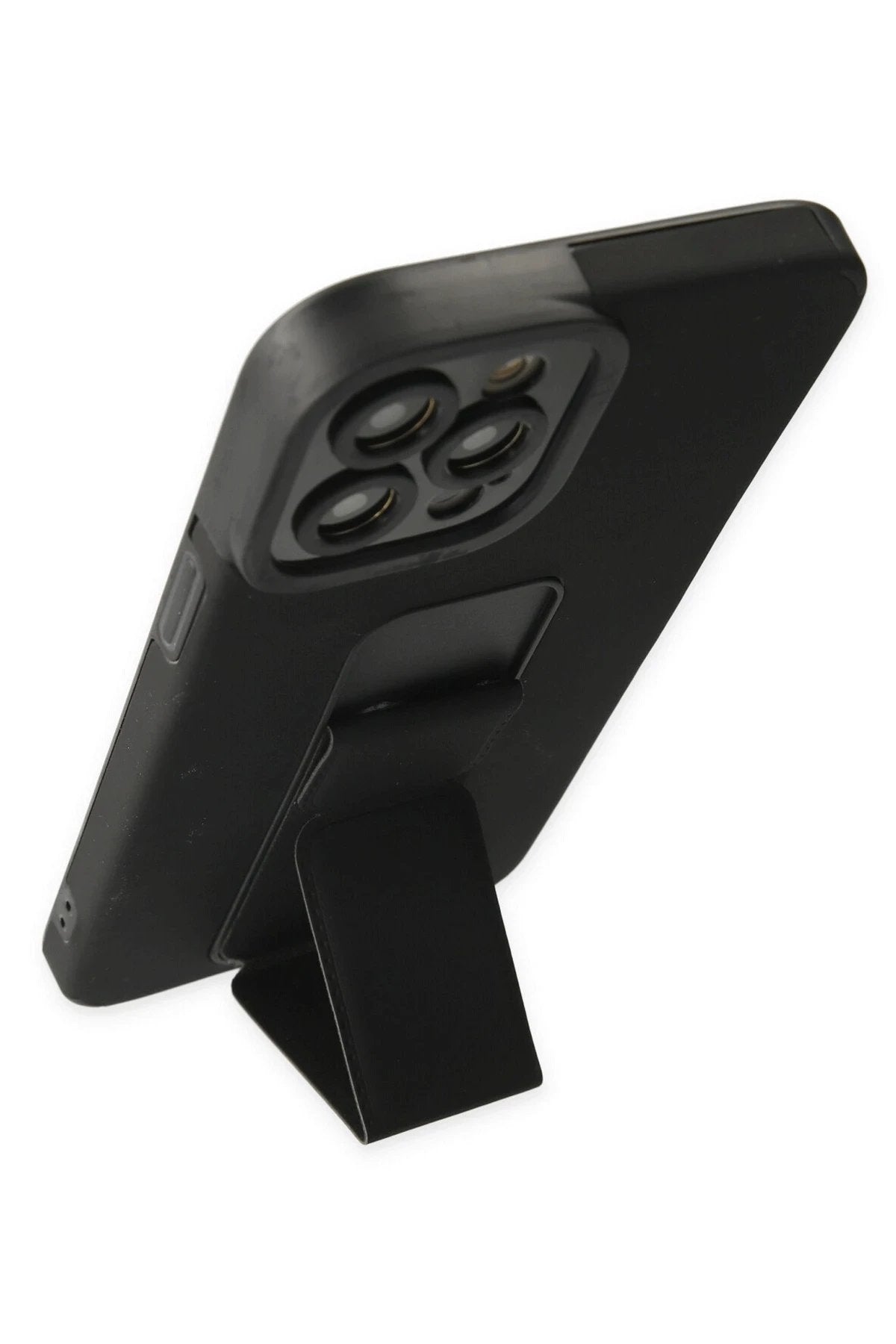 iPhone 12 Pro Kılıf Mega Standlı Silikon - Siyah-(5796)