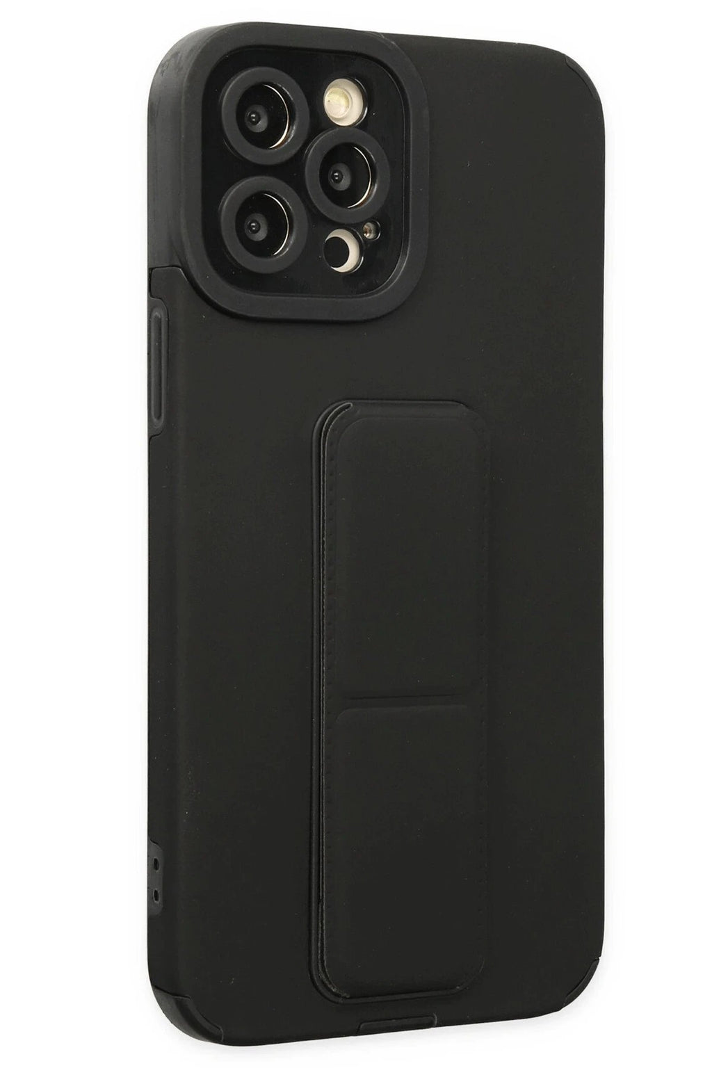 iPhone 12 Pro Kılıf Mega Standlı Silikon - Siyah-(5796)