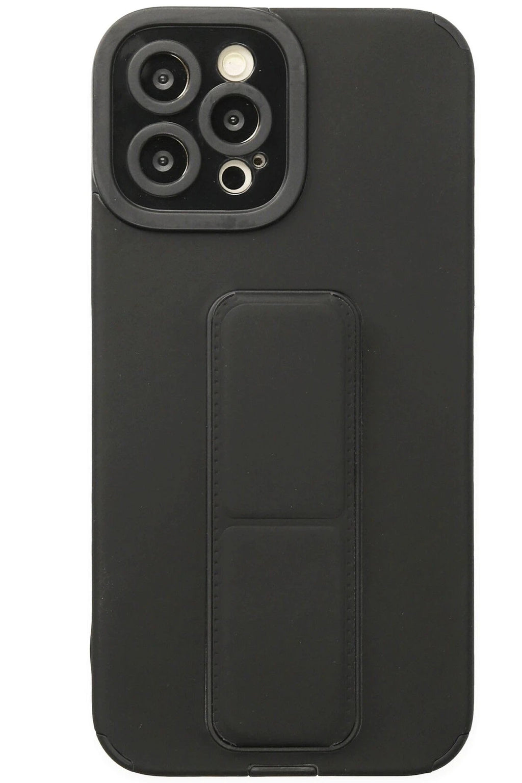 iPhone 12 Pro Kılıf Mega Standlı Silikon - Siyah-(5796)