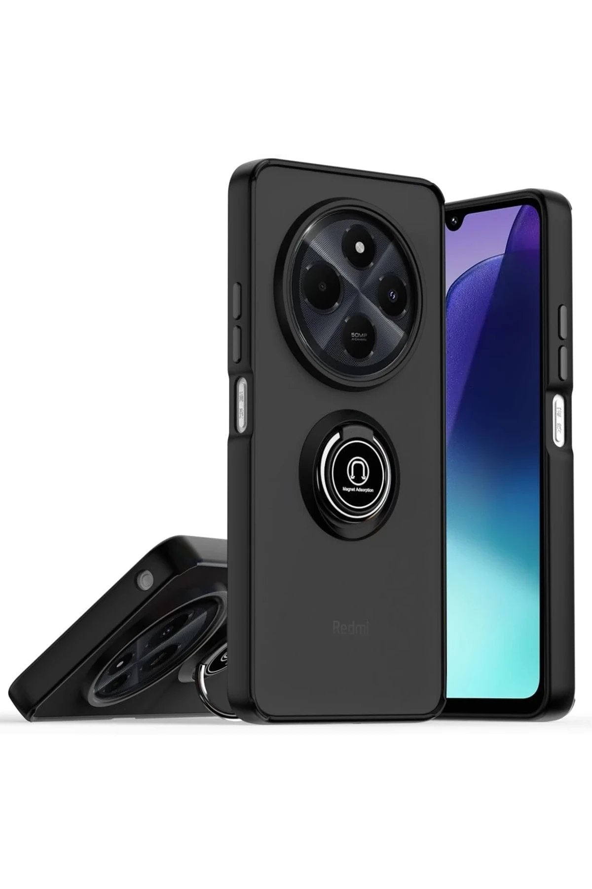 Realme C75 4G Kılıf Montreal Yüzüklü Silikon Kapak - Siyah-(5796)
