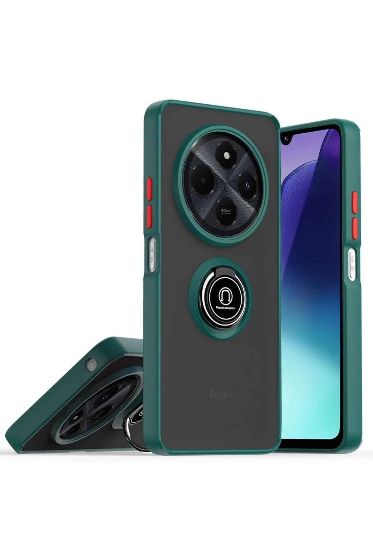 Realme C75 4G Kılıf Montreal Yüzüklü Silikon Kapak - Yeşil-(5796)