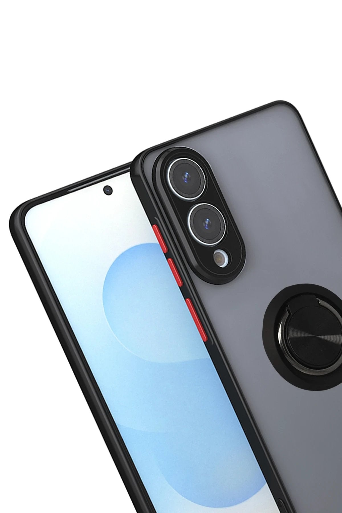 Samsung Galaxy S25 Edge Kılıf Montreal Yüzüklü Silikon Kapak - Siyah-(5796)