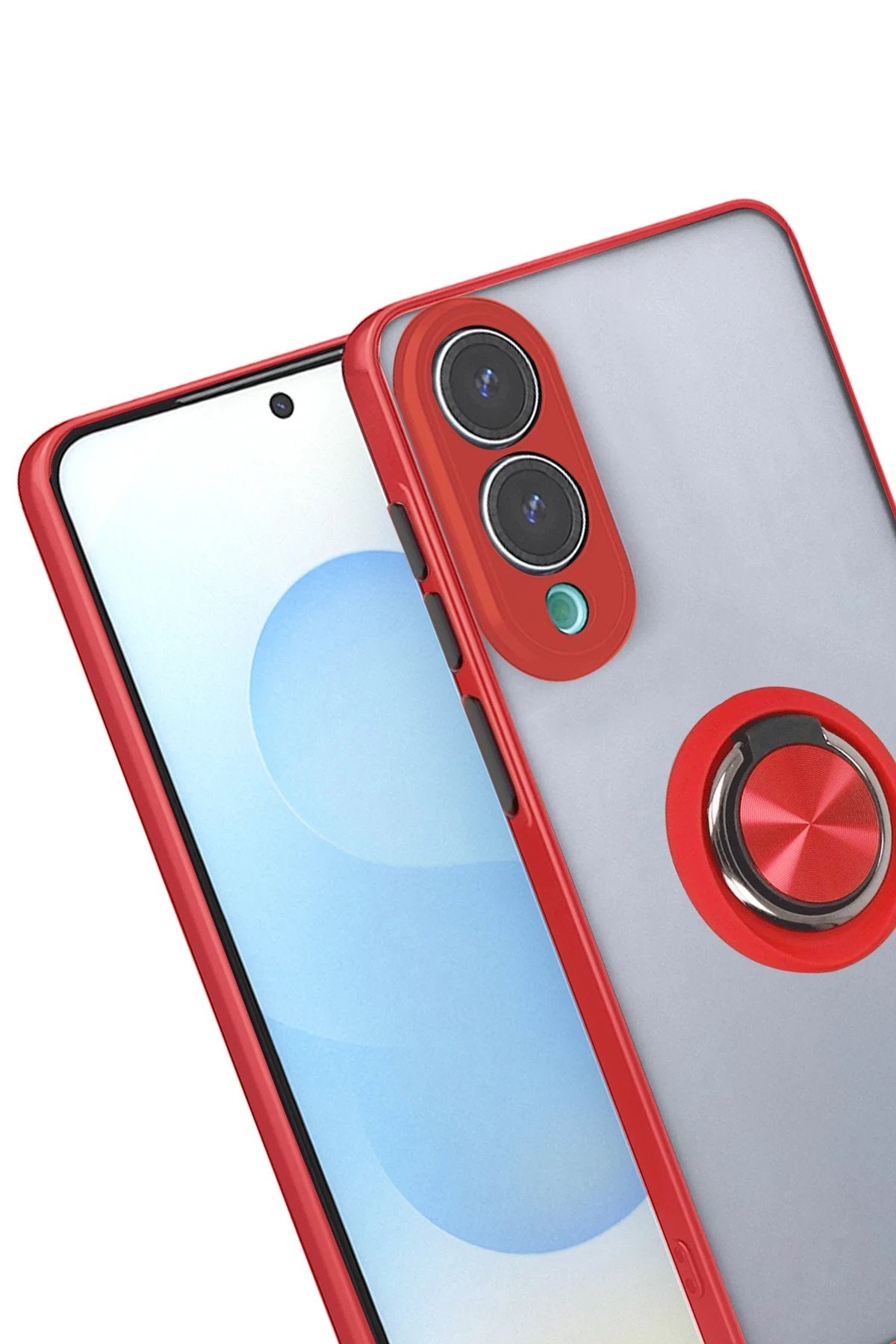 Samsung Galaxy S25 Edge Kılıf Montreal Yüzüklü Silikon Kapak - Kırmızı-(5796)