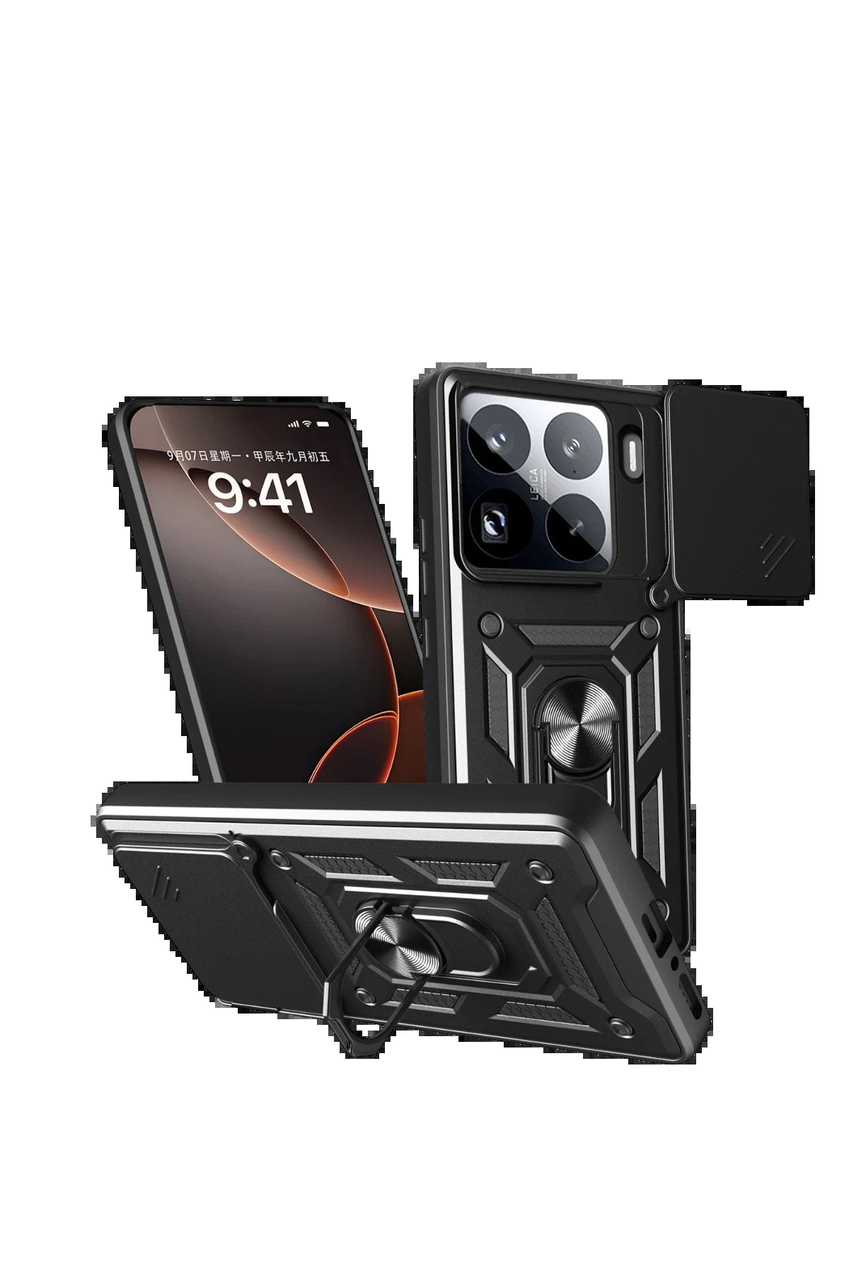 Xiaomi Mi 15 Pro Kılıf Pars Lens Yüzüklü Silikon - Siyah-(5796)