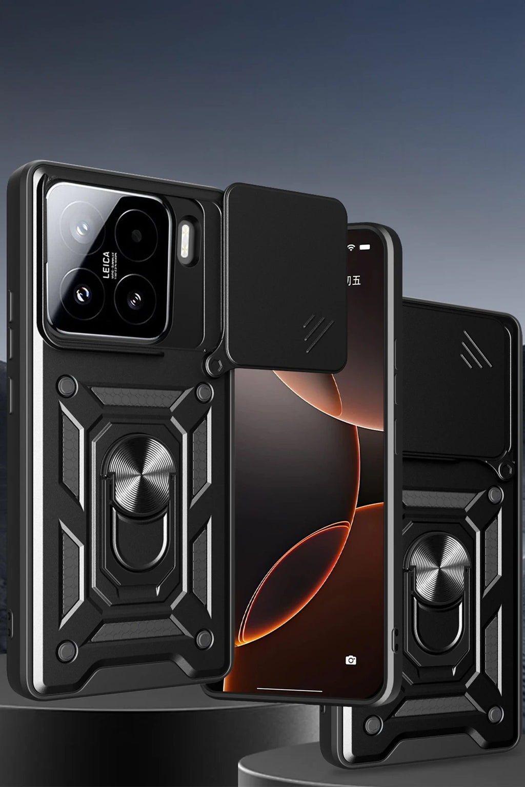 Xiaomi Mi 15 Pro Kılıf Pars Lens Yüzüklü Silikon - Siyah-(5796)