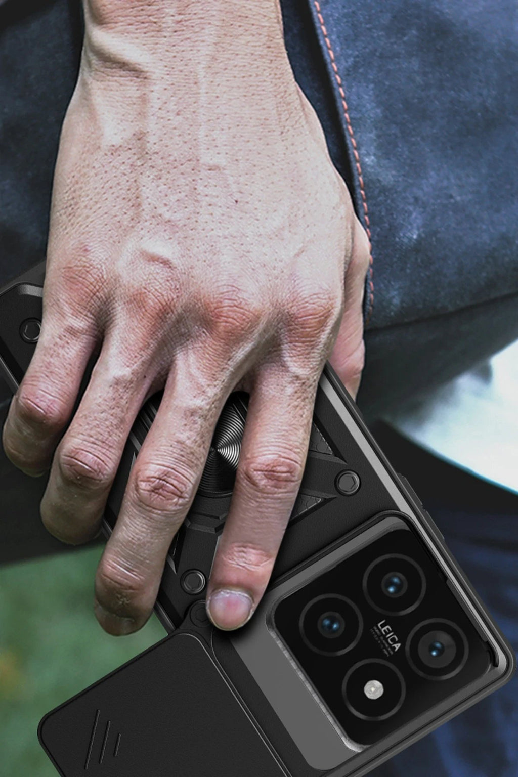 Xiaomi Mi 14T Pro Kılıf Pars Lens Yüzüklü Silikon - Siyah-(5796)