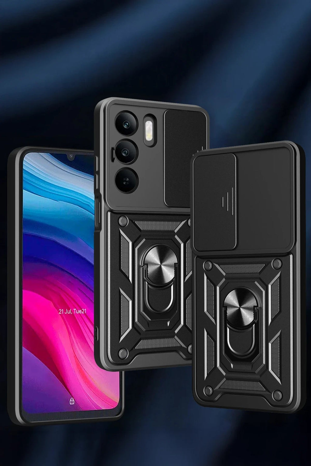 Realme C75 4G Kılıf Pars Lens Yüzüklü Silikon - Siyah-(5796)