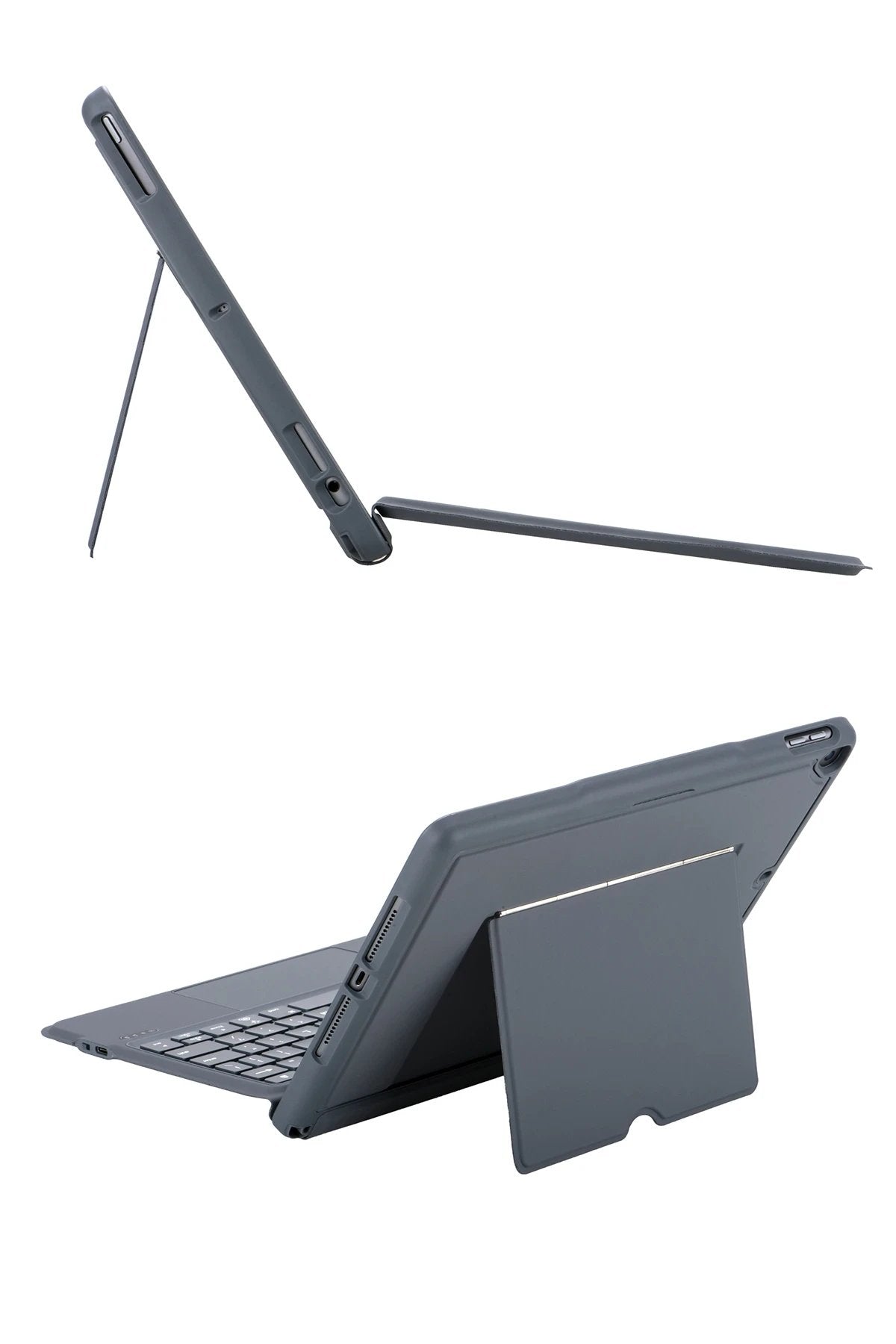 T5506D iPad 10.2 (9.Nesil) Kılıf Palermo Ledli Klavyeli Standlı Tablet Kılıfı - Siyah-(5796)