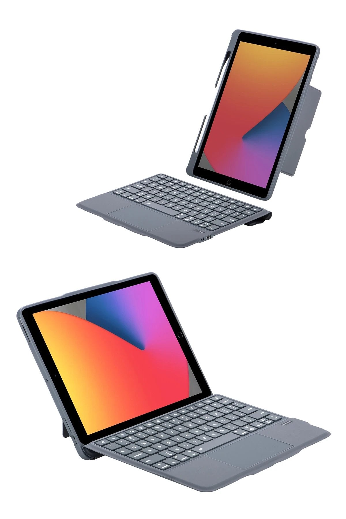 T5506D iPad 10.2 (9.Nesil) Kılıf Palermo Ledli Klavyeli Standlı Tablet Kılıfı - Siyah-(5796)