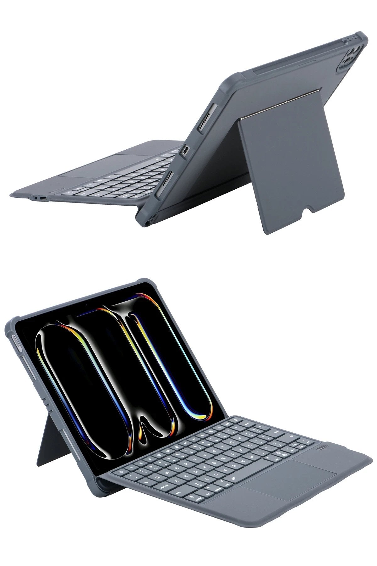 T5507D iPad Pro 11 (2022) Kılıf Palermo Ledli Klavyeli Standlı Tablet Kılıfı - Siyah-(5796)