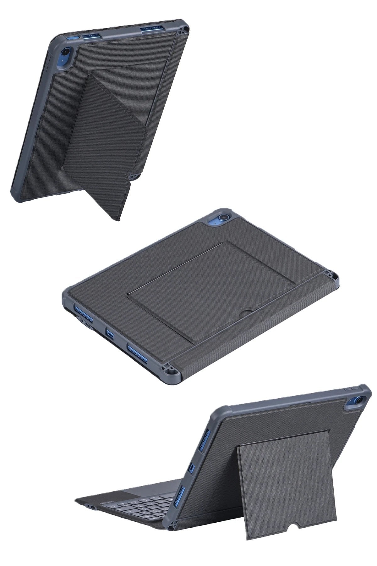 T5508D iPad 2022 10.9 (10.Nesil) Kılıf Palermo Ledli Klavyeli Standlı Tablet Kılıfı - Siyah-(5796)