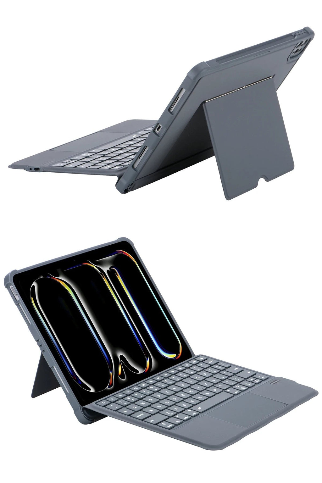T5504D iPad Pro 11 (2024) Kılıf Palermo Ledli Klavyeli Standlı Tablet Kılıfı - Siyah-(5796)