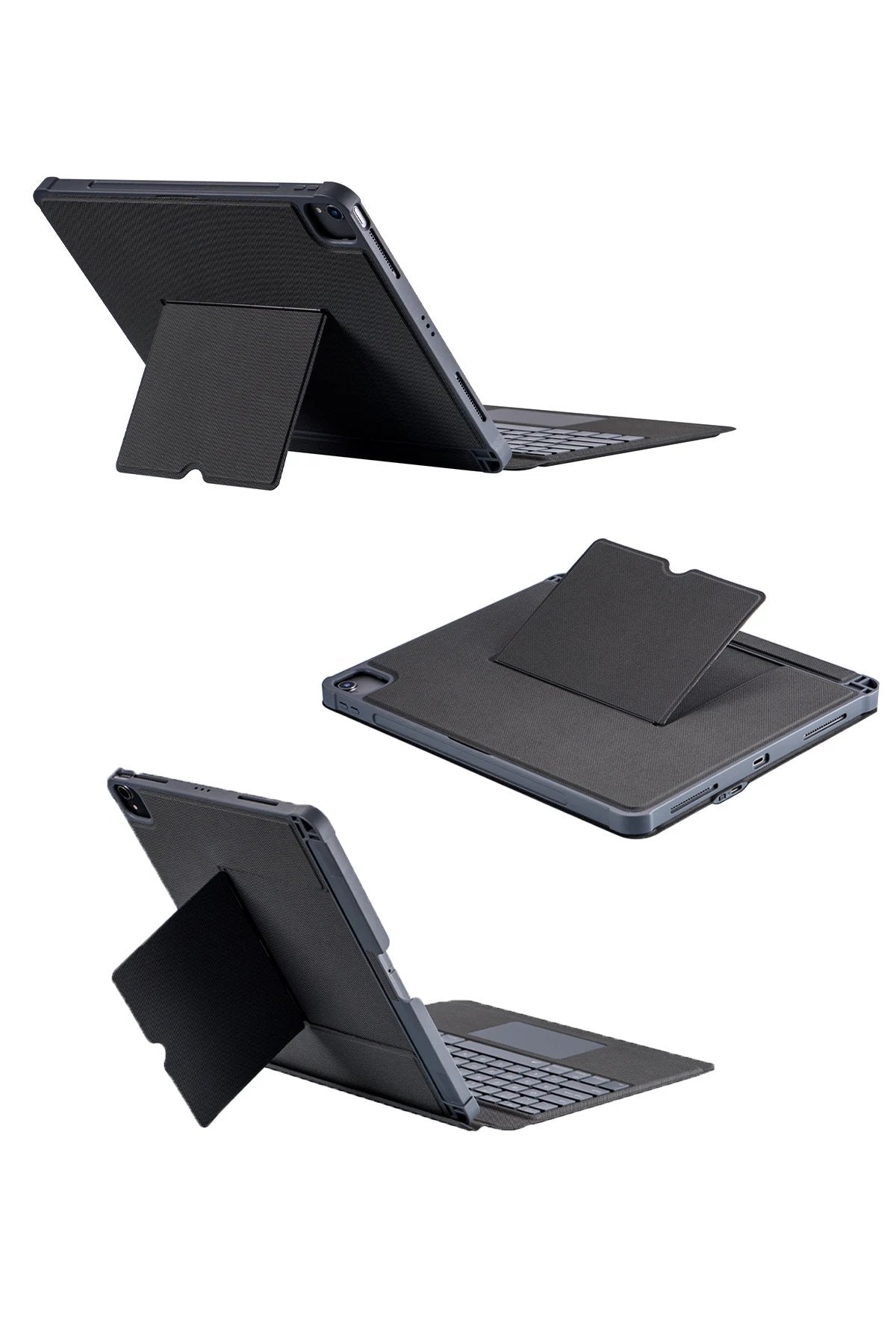 T5509D iPad Pro 12.9 (2022) Kılıf Palermo Ledli Klavyeli Standlı Tablet Kılıfı - Siyah-(5796)