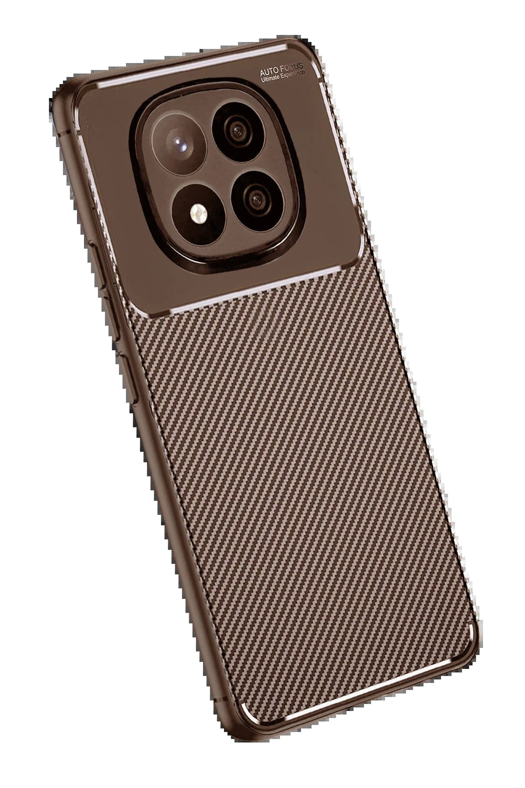 Xiaomi Redmi Note 14 Pro Plus Kılıf Auto Focus Karbon Kapak - Kahverengi-(5796)