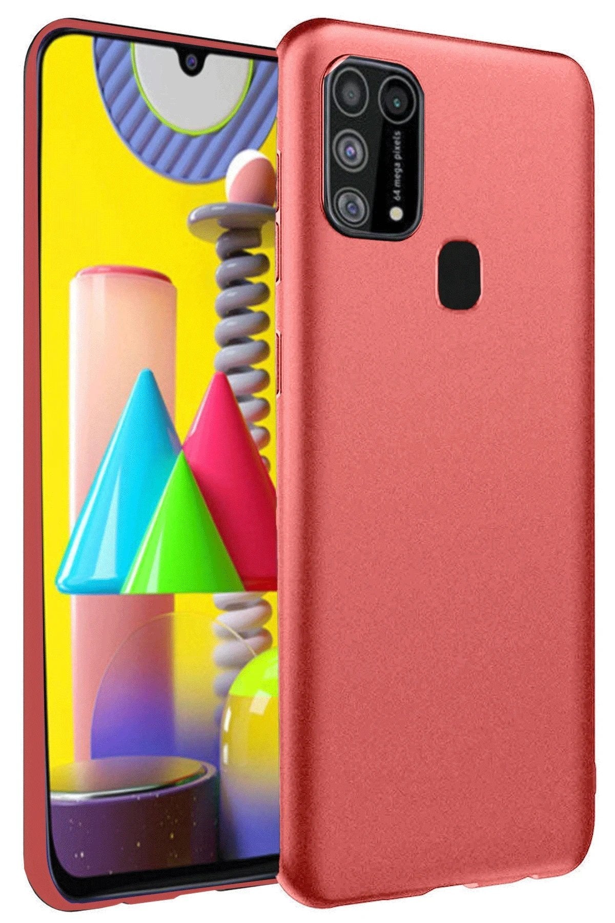 Samsung Galaxy M31 Kılıf Nano içi Kadife Silikon - Kiremit-(5796)