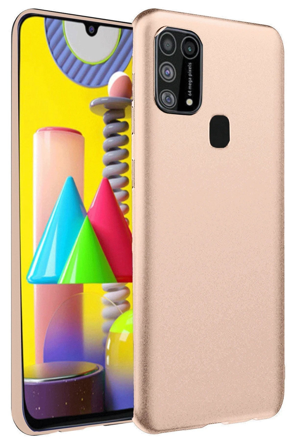 Samsung Galaxy M31 Kılıf Nano içi Kadife Silikon - Pudra-(5796)