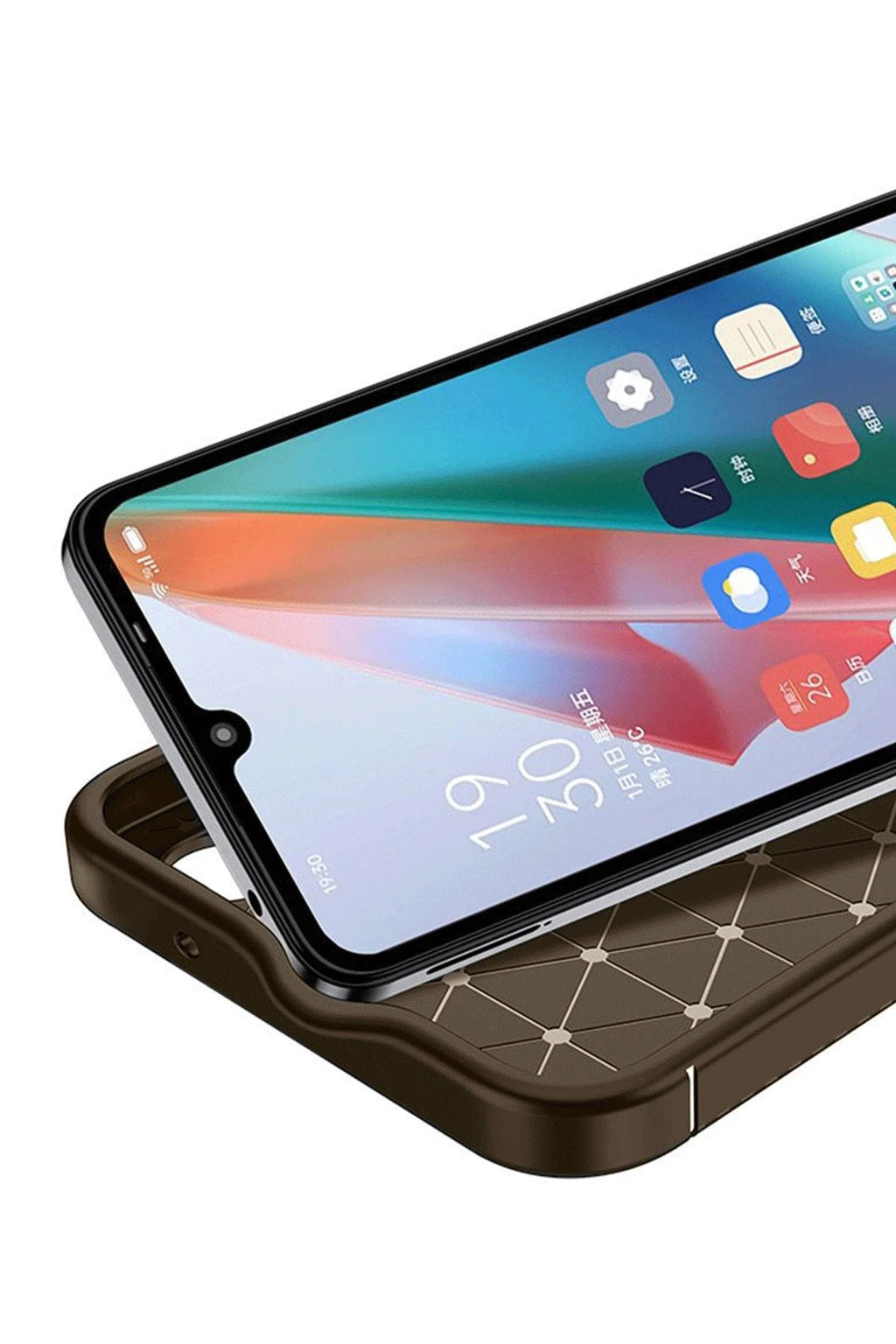 Samsung Galaxy A06 Kılıf Auto Focus Karbon Kapak - Kahverengi-(5796)