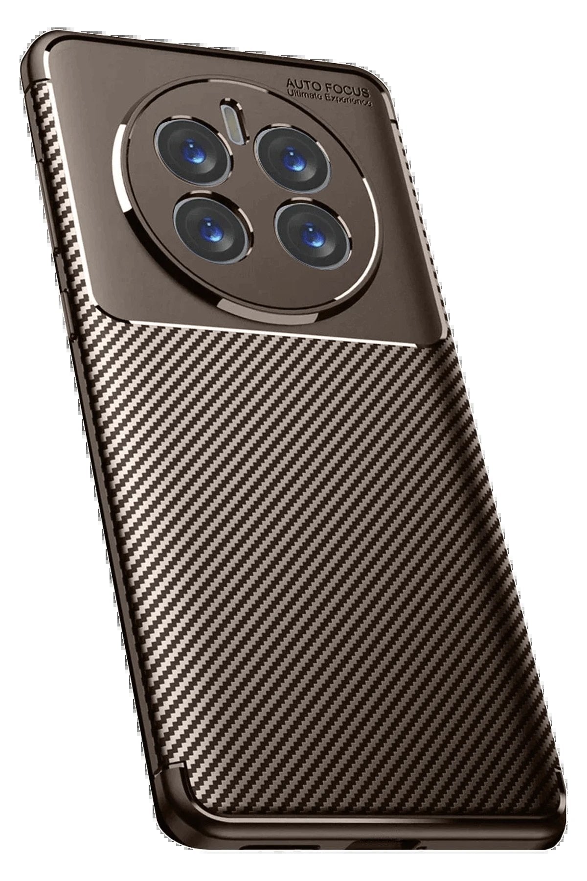 Realme 12 Pro Plus Kılıf Auto Focus Karbon Kapak - Kahverengi-(5796)