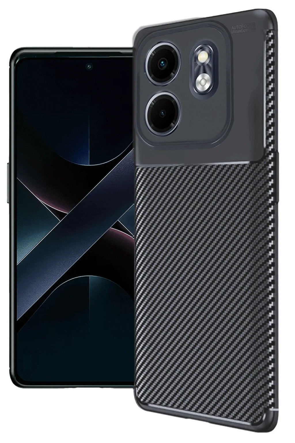 İnfinix Smart 9 Kılıf Auto Focus Karbon Kapak - Siyah-(5796)