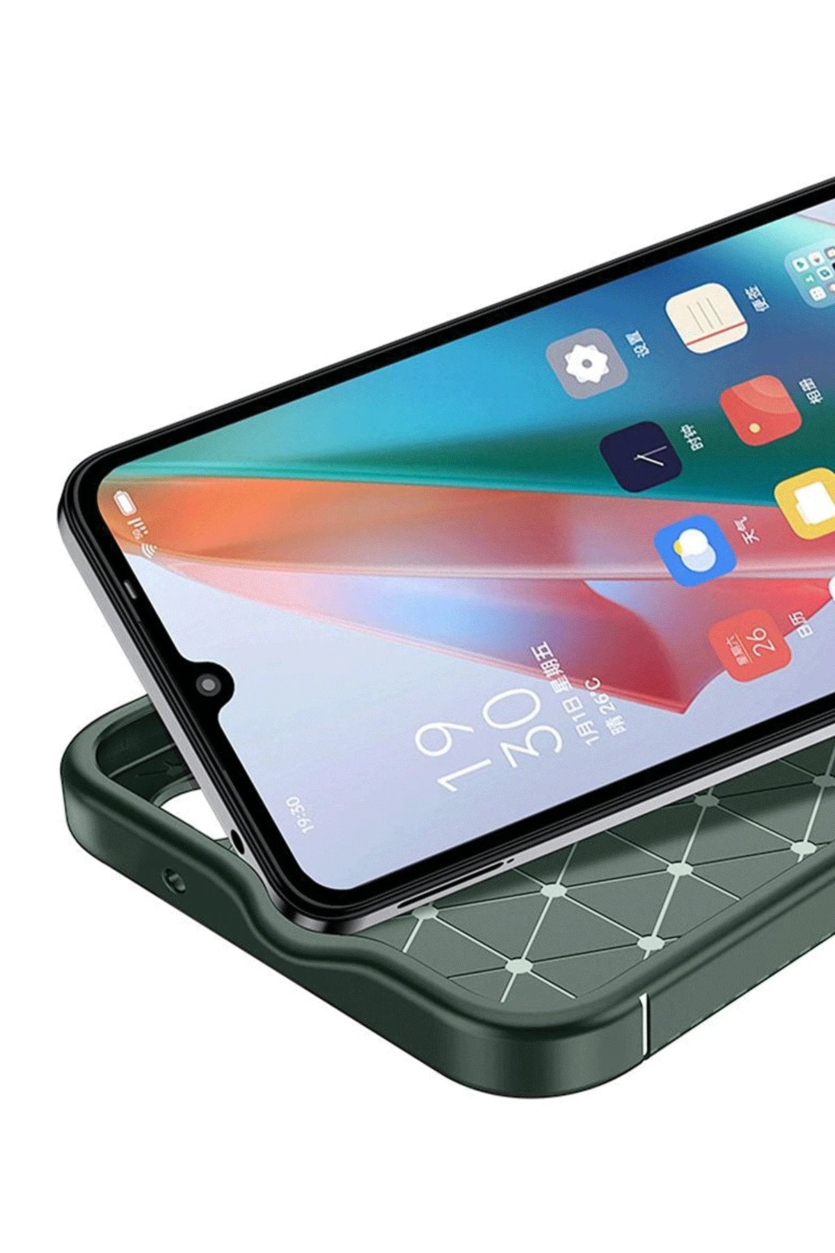 İnfinix Smart 9 Kılıf Auto Focus Karbon Kapak - Koyu Yeşil-(5796)