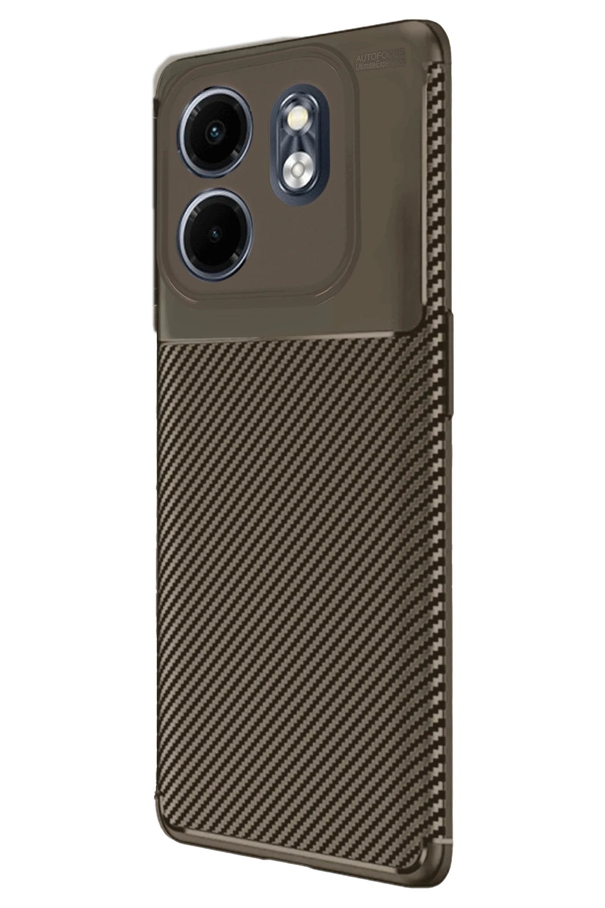 İnfinix Smart 9 Kılıf Auto Focus Karbon Kapak - Kahverengi-(5796)