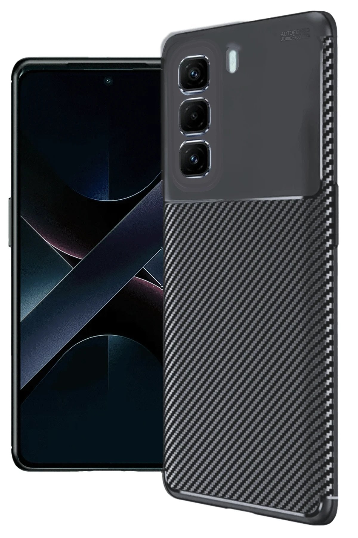 İnfinix Hot 50 4G Kılıf Auto Focus Karbon Kapak - Siyah-(5796)