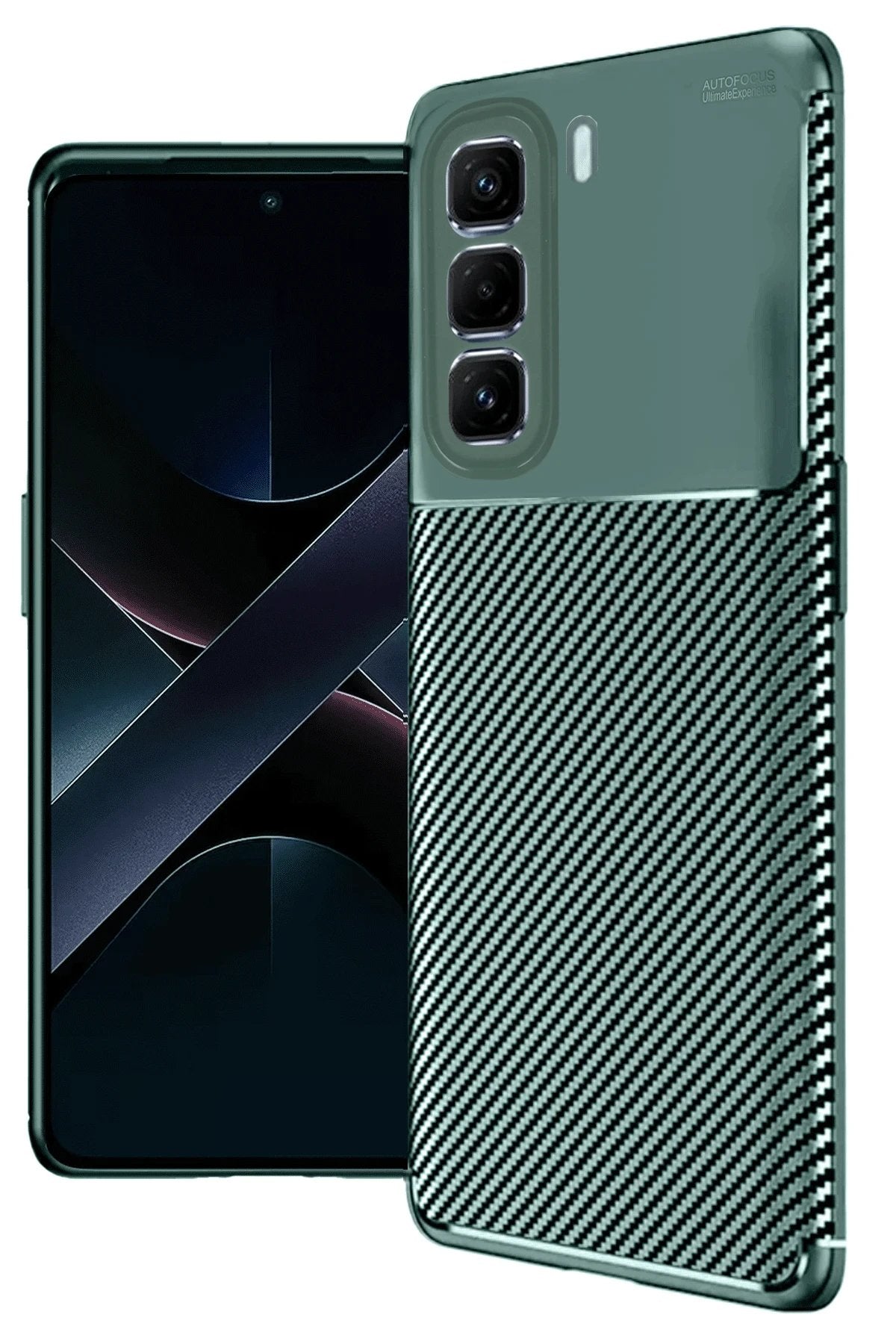 İnfinix Hot 50 4G Kılıf Auto Focus Karbon Kapak - Koyu Yeşil-(5796)