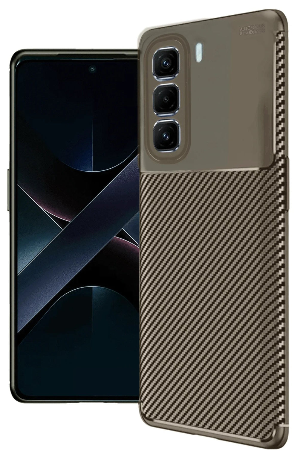 İnfinix Hot 50 4G Kılıf Auto Focus Karbon Kapak - Kahverengi-(5796)