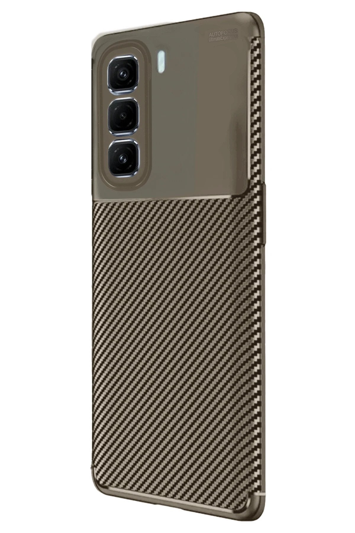 İnfinix Hot 50 4G Kılıf Auto Focus Karbon Kapak - Kahverengi-(5796)