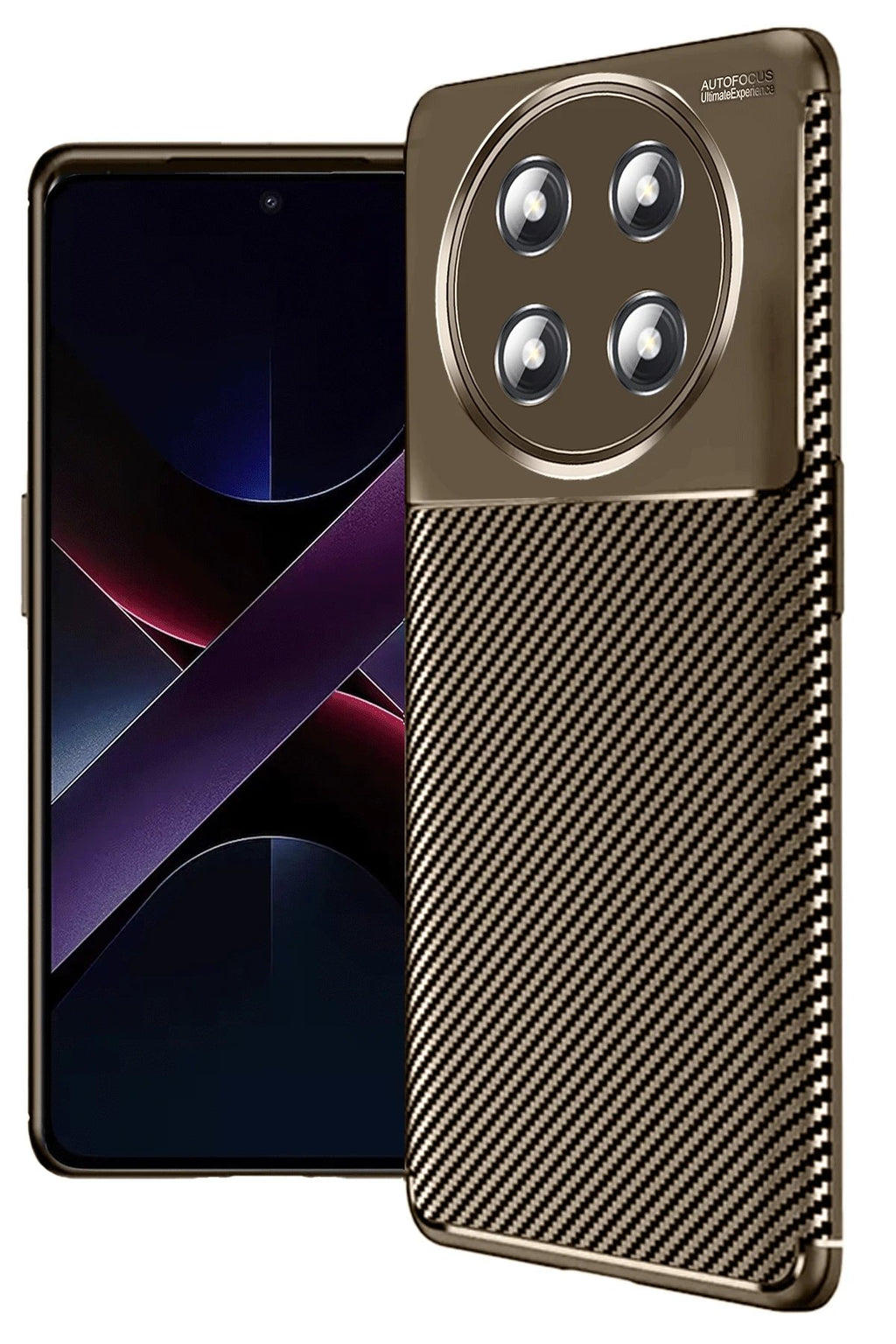 Honor Magic 7 Lite Kılıf Auto Focus Karbon Kapak - Kahverengi-(5796)