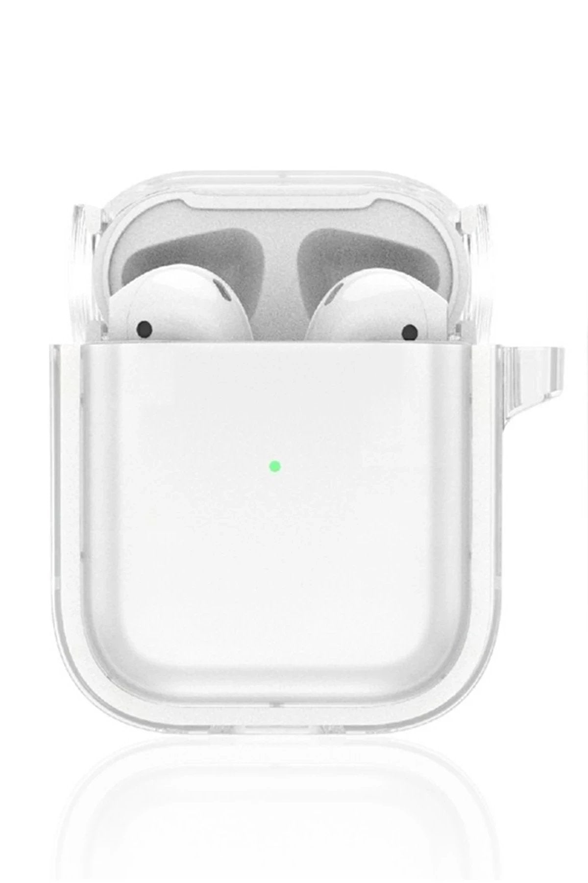 Airpods 4 (4.nesil) Shiny Şeffaf Kılıf - Beyaz-(5796)
