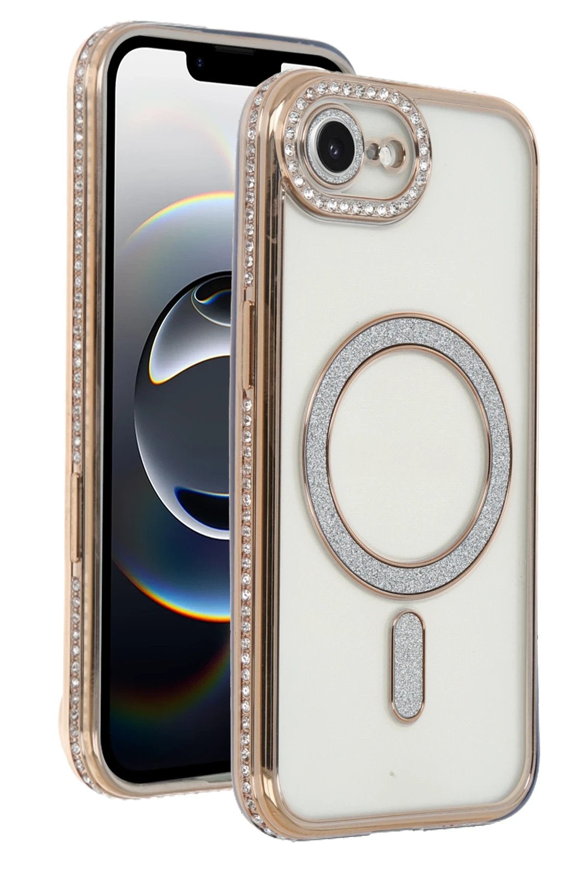 Apple iPhone 16E Joke Simli Magneticsafe Kılıf - Gold-(5796)