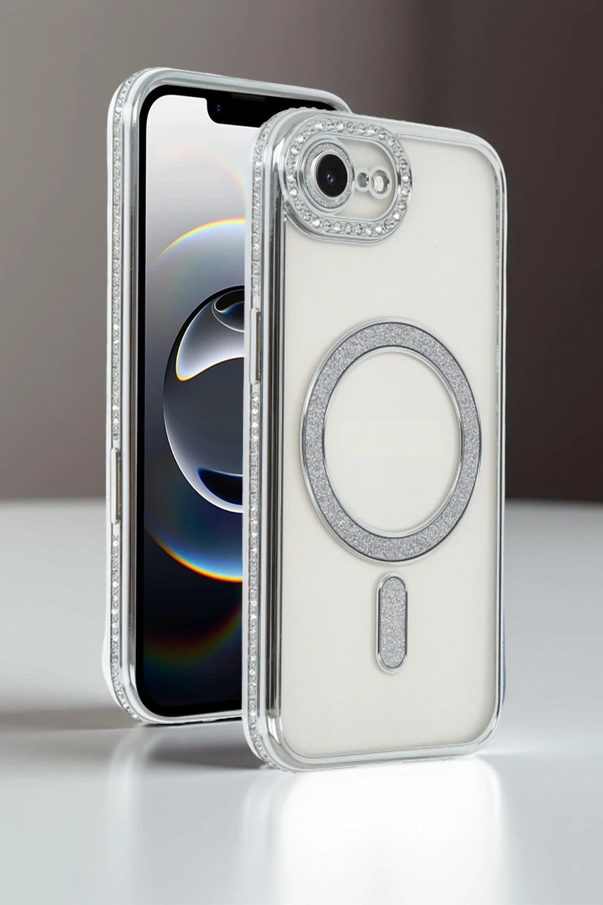 Apple iPhone 16E Joke Simli Magneticsafe Kılıf - Gümüş-(5796)