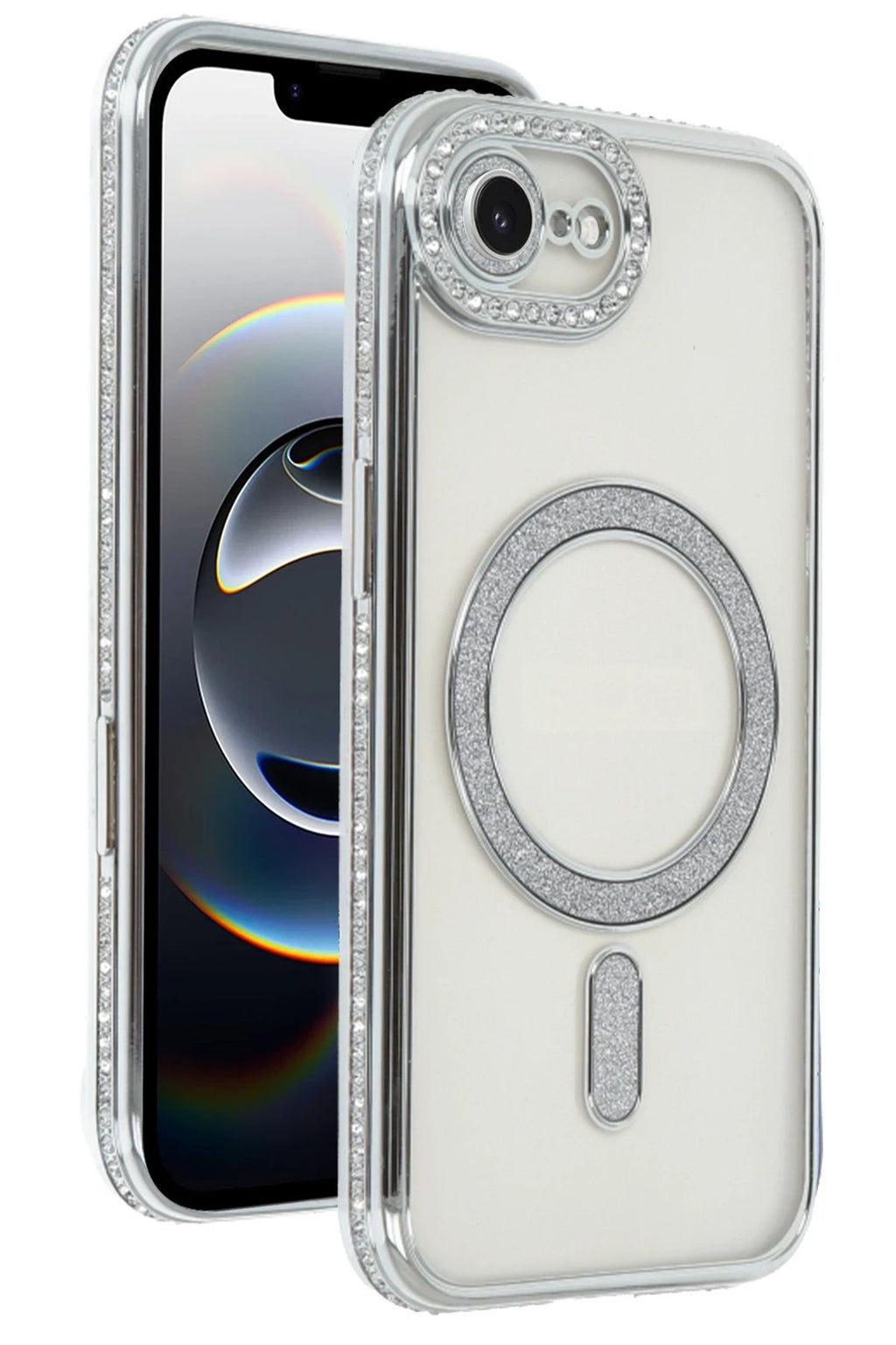 Apple iPhone 16E Joke Simli Magneticsafe Kılıf - Gümüş-(5796)