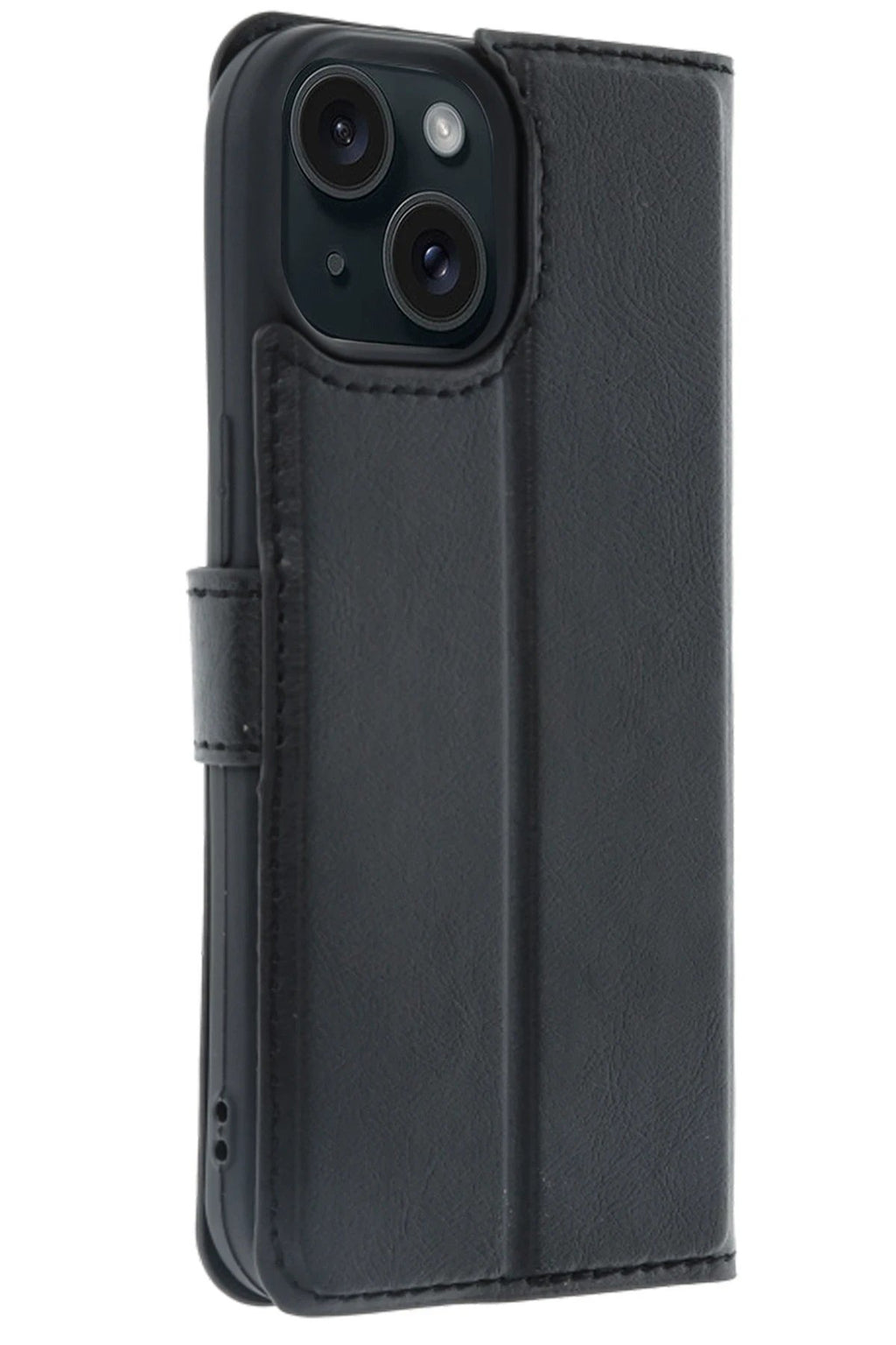 Apple iPhone 15 Trend S Plus Kapaklı Kılıf - Siyah-(5796)