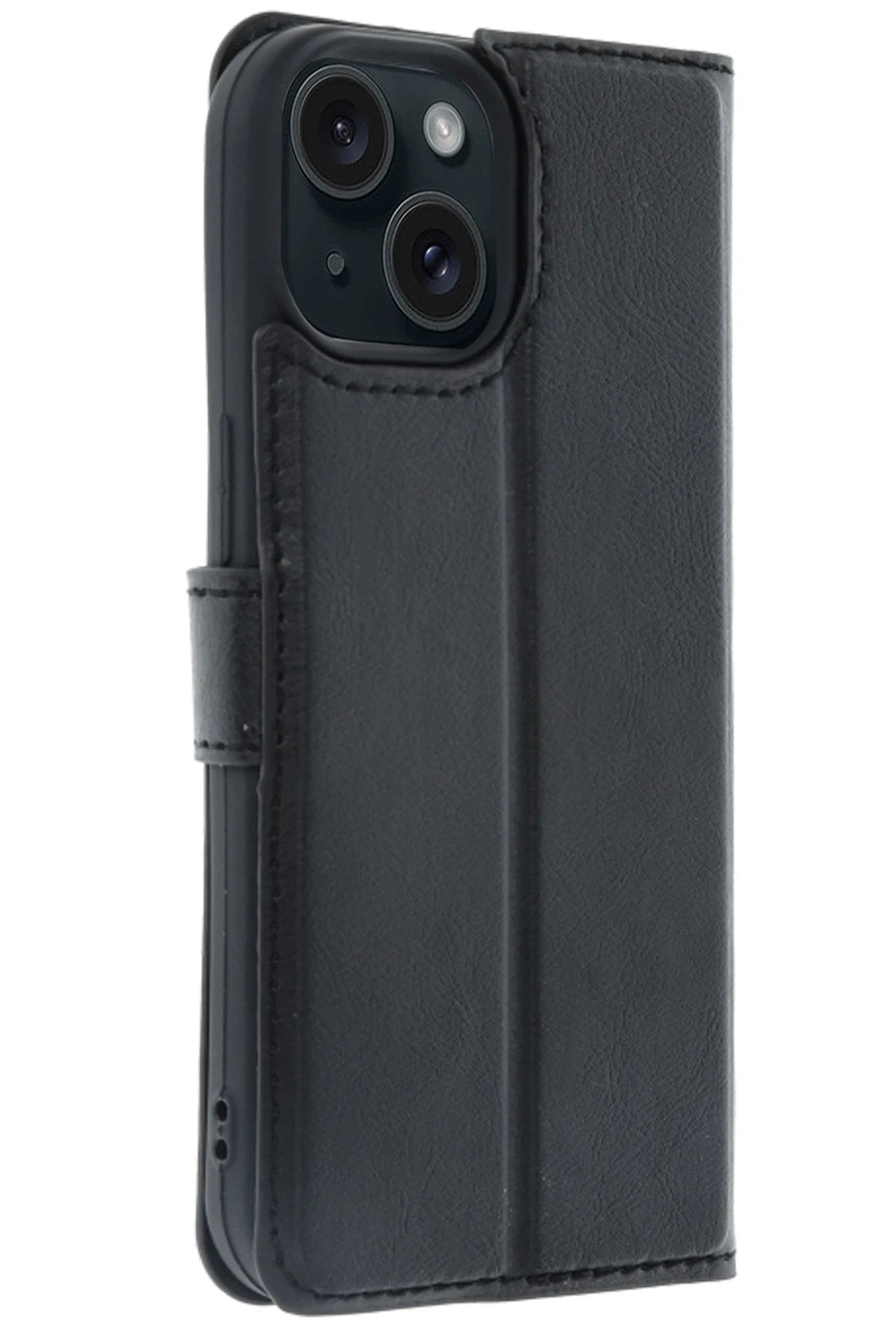 Apple iPhone 15 Trend S Plus Kapaklı Kılıf - Siyah-(5796)