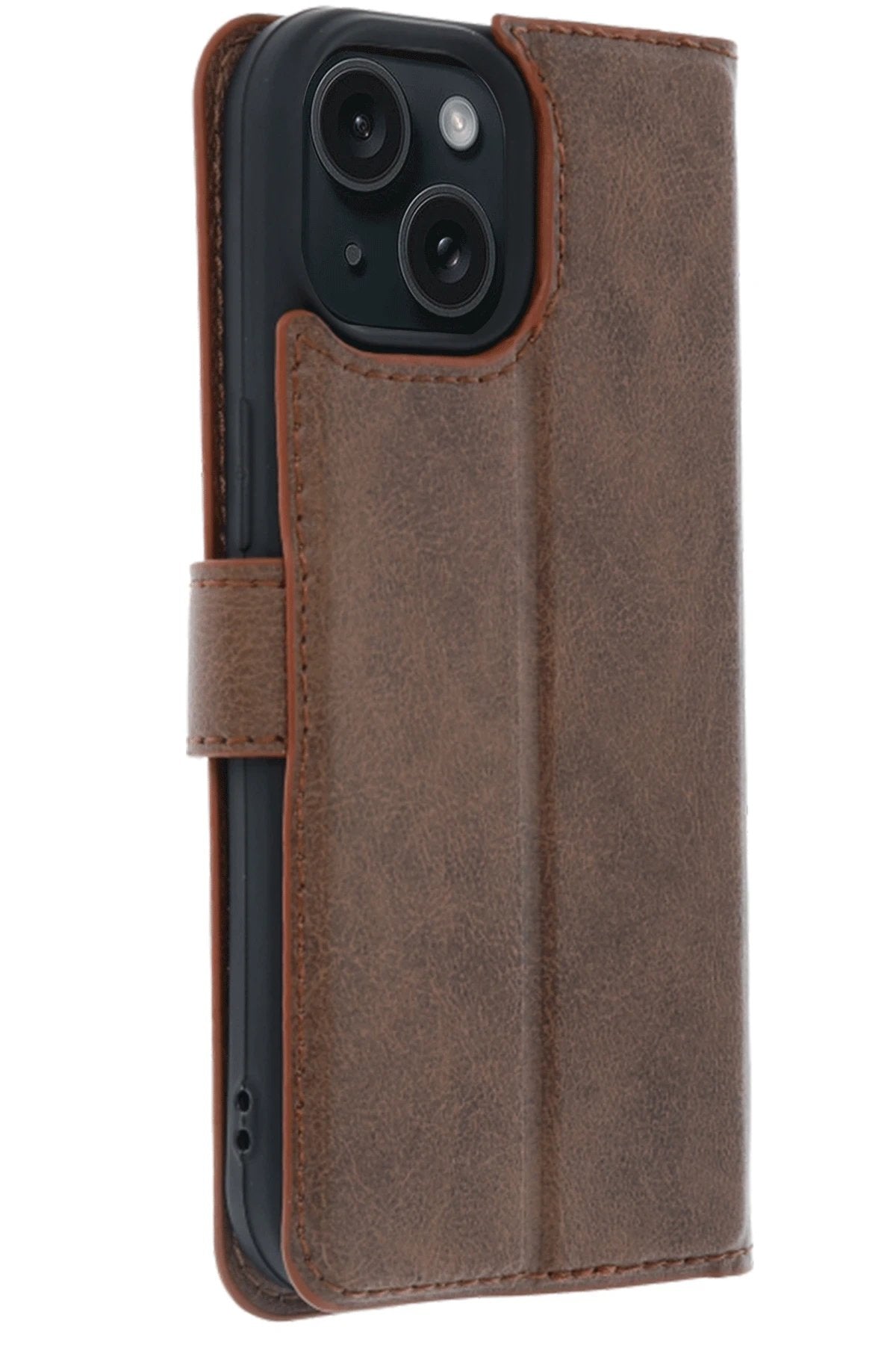 Apple iPhone 15 Trend S Plus Kapaklı Kılıf - Taba-(5796)