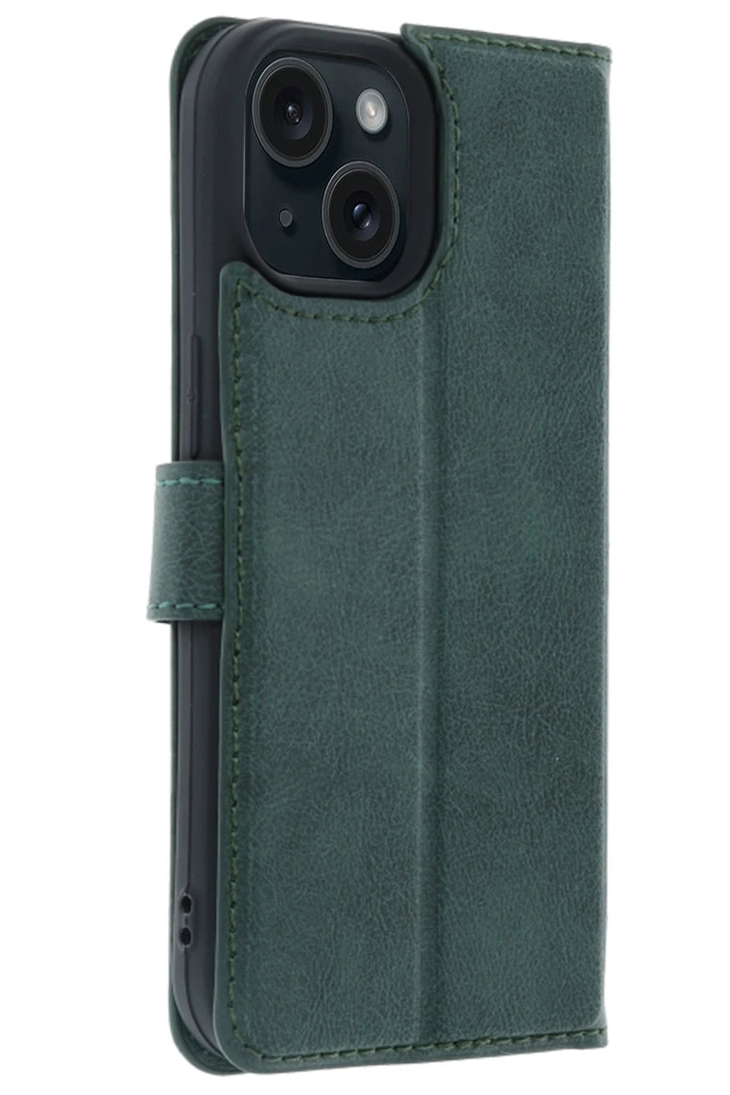 Apple iPhone 15 Trend S Plus Kapaklı Kılıf - Yeşil-(5796)