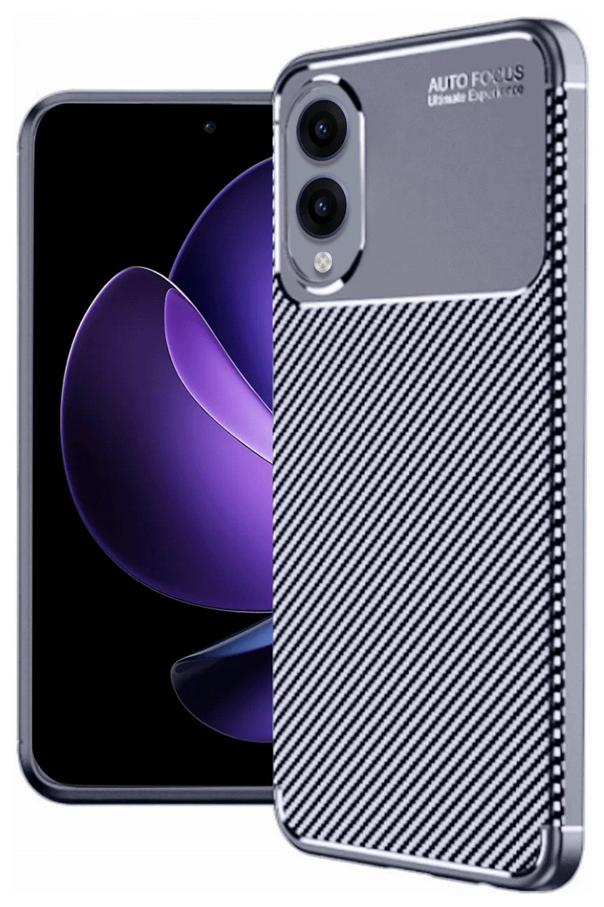Samsung Galaxy S25 Edge Kılıf Auto Focus Karbon Kapak - Lacivert-(5796)
