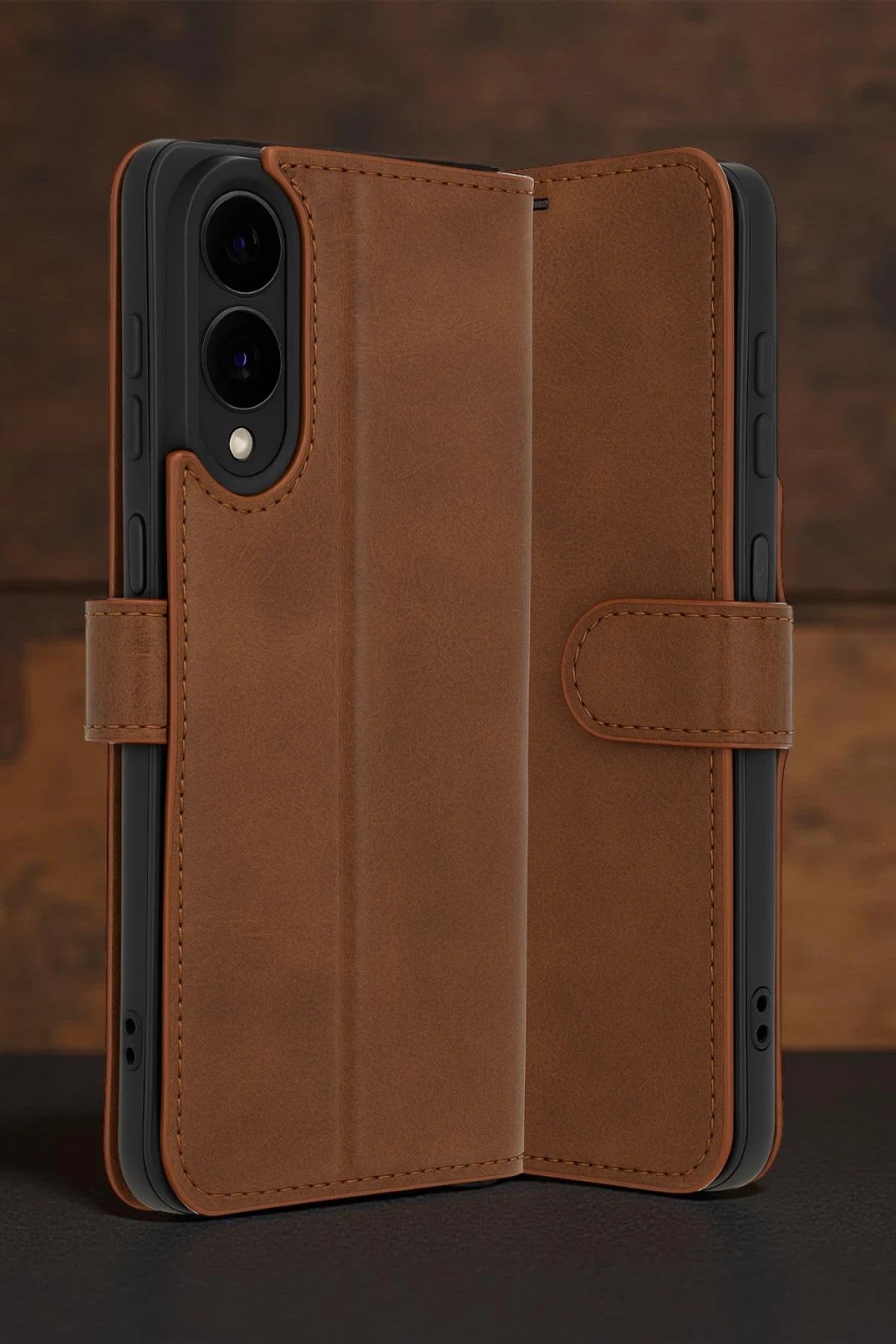 Samsung Galaxy S25 Edge Trend S Plus Kapaklı Kılıf - Taba-(5796)