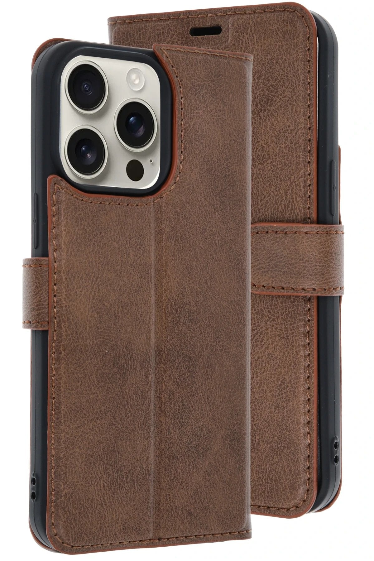 iPhone 15 Pro Max Kılıf Trend S Plus Kapaklı Kılıf - Taba-(5796)