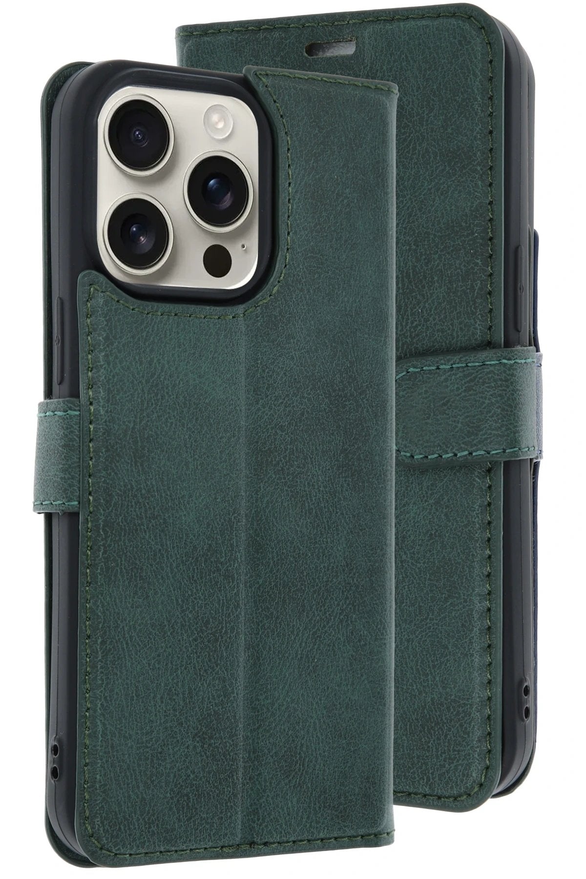 iPhone 15 Pro Max Kılıf Trend S Plus Kapaklı Kılıf - Koyu Yeşil-(5796)