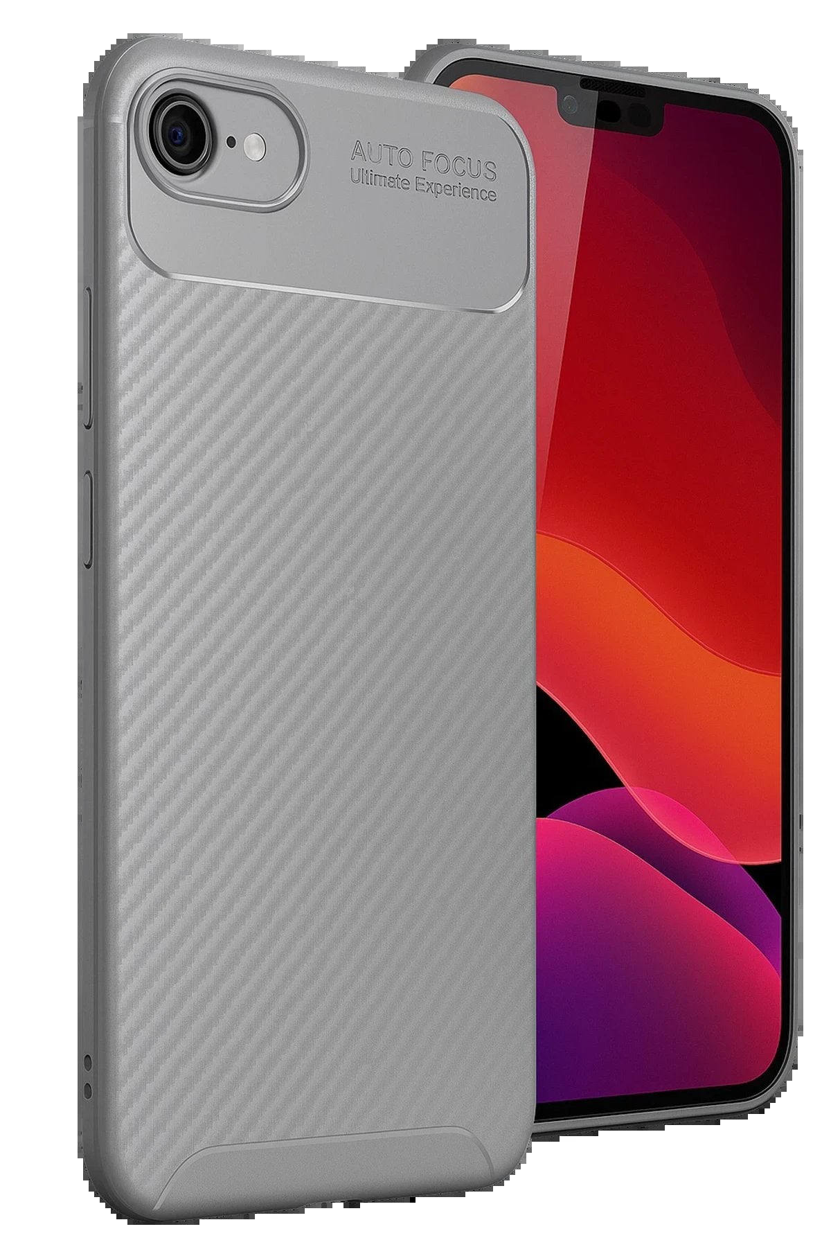 iPhone 16E Kılıf Auto Focus Karbon Kapak - Gri-(5796)