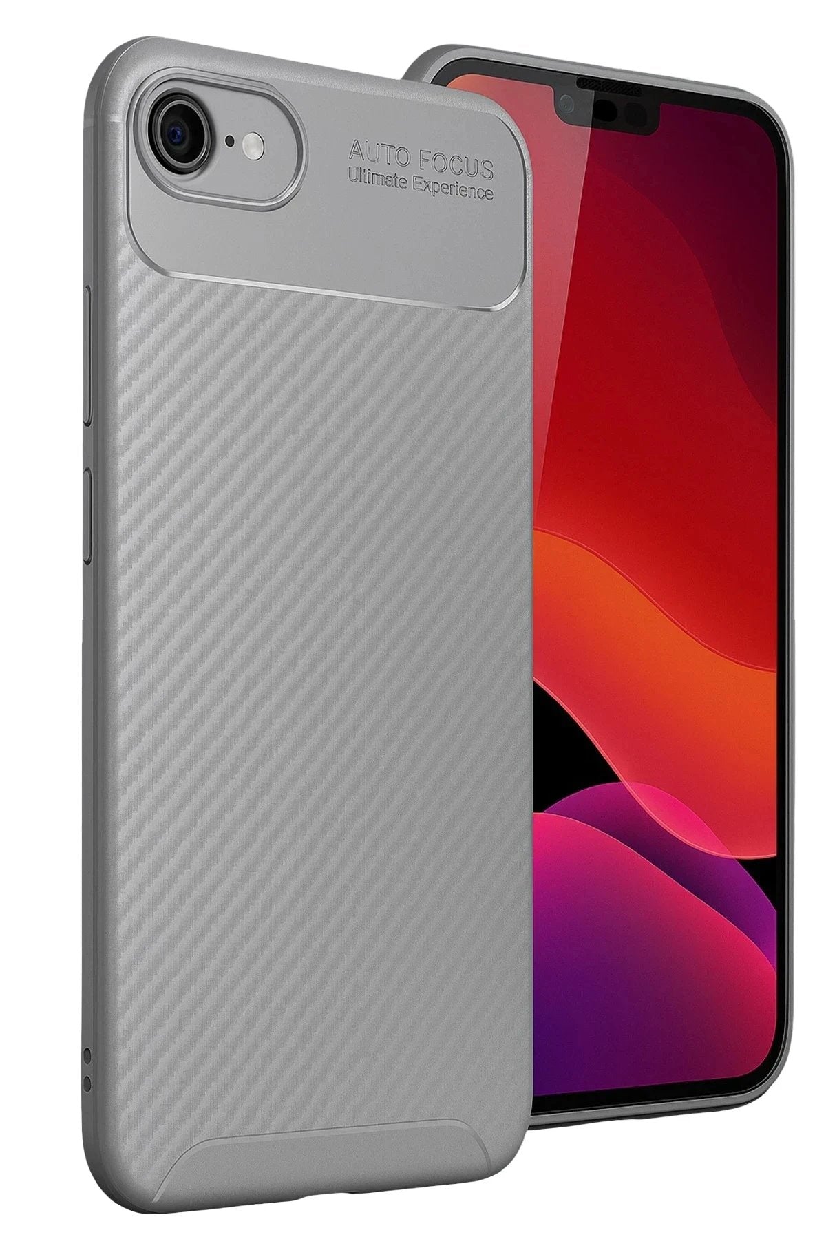 iPhone 16E Kılıf Auto Focus Karbon Kapak - Gri-(5796)