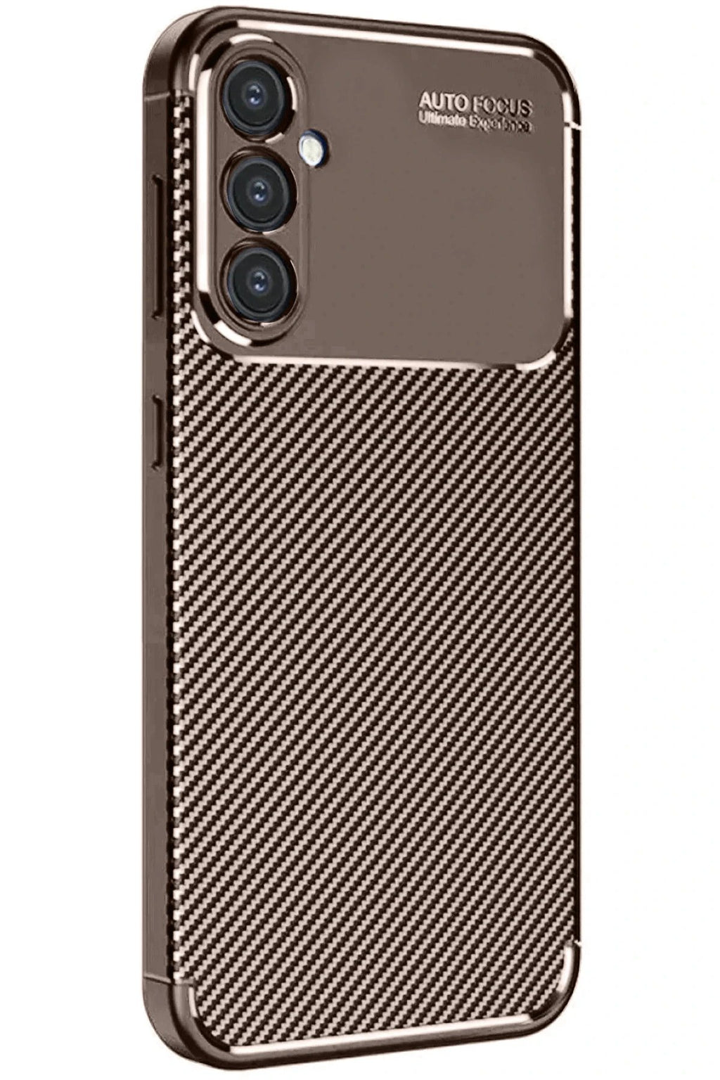 Samsung Galaxy S24 FE Kılıf Auto Focus Karbon Kapak - Kahverengi-(5796)