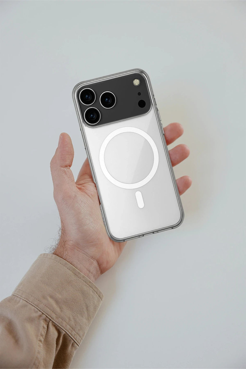 iPhone 17 Pro Kılıf Magneticsafe Şeffaf Silikon - Şeffaf-(5796)