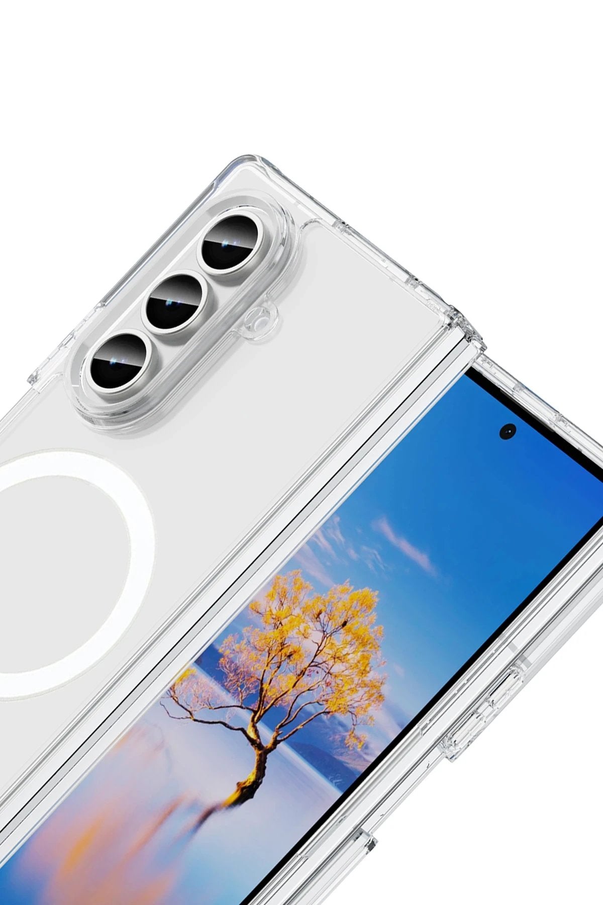 Samsung Galaxy Z Fold 7 Kılıf Magneticsafe Şeffaf Silikon - Şeffaf-(5796)