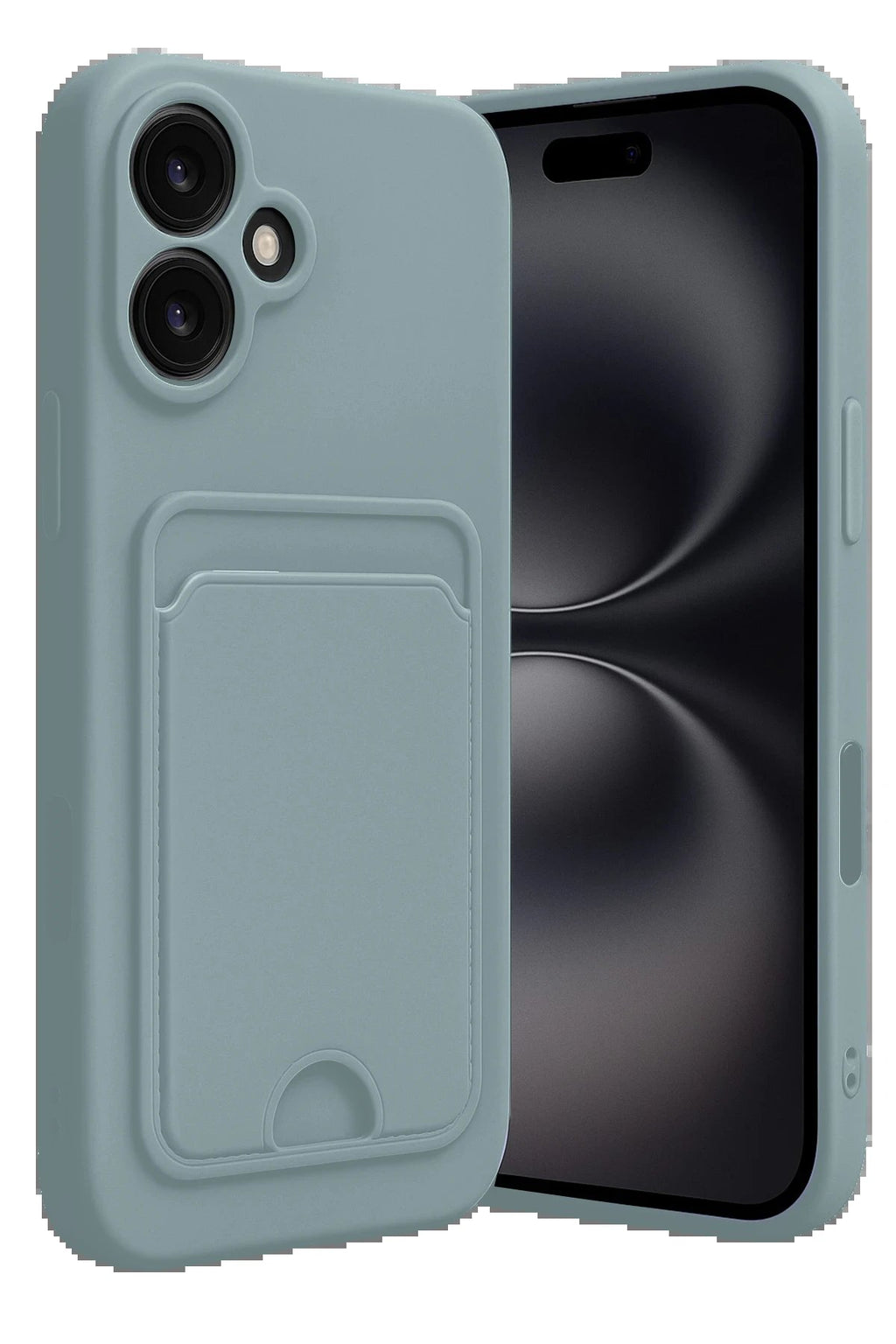 iPhone 16 Kılıf Kelvin Kartvizitli Silikon - Açık Yeşil-(5796)